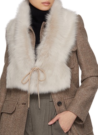 Figure View - Click To Enlarge - GUSHLOW & COLE - Leather Tie Shearling Shawl Scarf