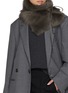 Front View - Click To Enlarge - GUSHLOW & COLE - Leather Tie Shearling Shawl Scarf