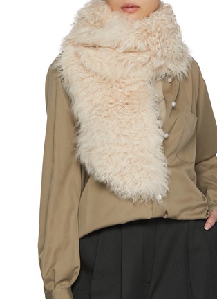 Front View - Click To Enlarge - GUSHLOW & COLE - Long Shearling Belt Scarf