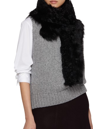 Front View - Click To Enlarge - GUSHLOW & COLE - Long Shearling Belt Scarf