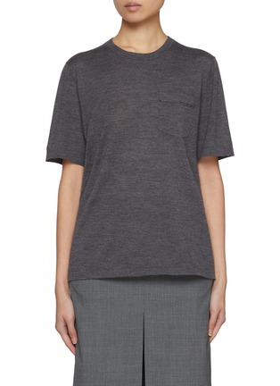 Main View - Click To Enlarge - CRUSH COLLECTION - Pocket Embellished Cashmere T-Shirt