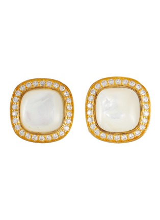 Main View - Click To Enlarge - CZ BY KENNETH JAY LANE - Mother of Pearl Cubic Zirconia Pavé Halo Clip On Earrings