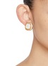 Figure View - Click To Enlarge - CZ BY KENNETH JAY LANE - Mother of Pearl Cubic Zirconia Pavé Halo Clip On Earrings