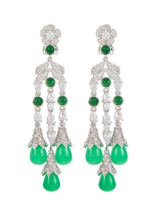 Main View - Click To Enlarge - CZ BY KENNETH JAY LANE - Jade Cubic Zirconia Statement Clip On Earrings