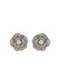 Main View - Click To Enlarge - CZ BY KENNETH JAY LANE - Cubic Zirconia Rhodium Plated Brass Pave Rose Clip On Earrings