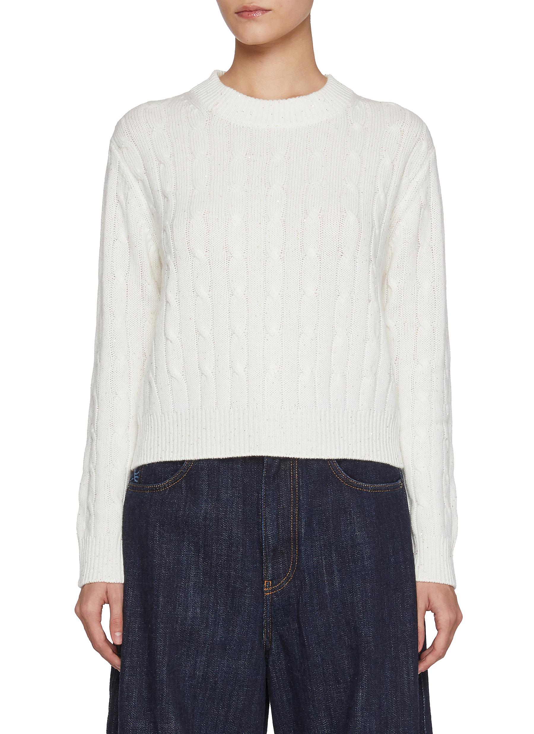ARCH4 | Clover Mews Sequined Cable Knit Sweater | Women ARCH4 | Clover Mews Sequined Cable Knit Sweater | Women