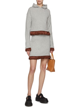 Figure View - Click To Enlarge - JW ANDERSON - Satin Trim Sheep Wool Blend Mini Skirt