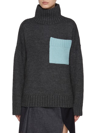 Main View - Click To Enlarge - JW ANDERSON - High Neck Sheep Wool Alpaca Blend Pocket Sweater