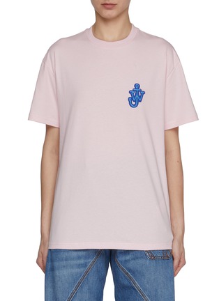 Main View - Click To Enlarge - JW ANDERSON - Anchor Logo Patch Crewneck Cotton T-Shirt