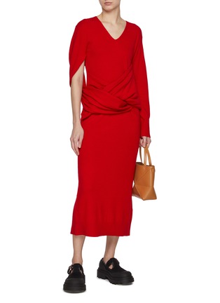 Figure View - Click To Enlarge - JW ANDERSON - Asymmetrical Drape Sheep Wool Cashmere Dress