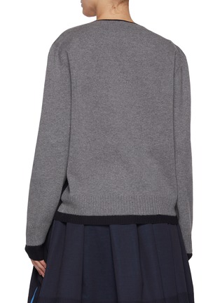 Back View - Click To Enlarge - MIU MIU - Logo Intarsia Layered Cashmere Silk Sweater