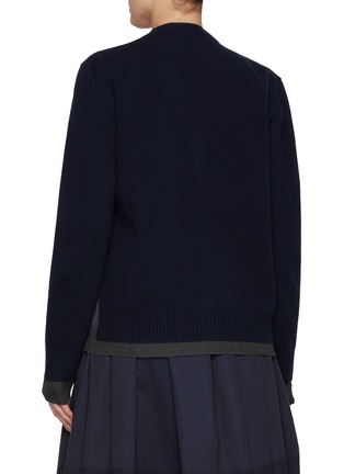 Back View - Click To Enlarge - MIU MIU - Logo Intarsia Layered Cashmere Silk Cardigan