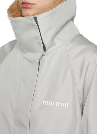 Detail View - Click To Enlarge - MIU MIU - Logo Embroidered High Neck Blouson