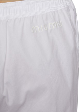  - MIU MIU - Logo Embroidered Elasticated Waist Cotton Pants