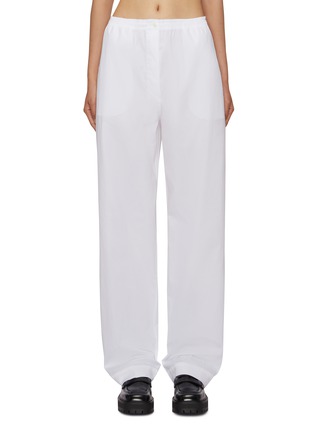 Main View - Click To Enlarge - MIU MIU - Logo Embroidered Elasticated Waist Cotton Pants