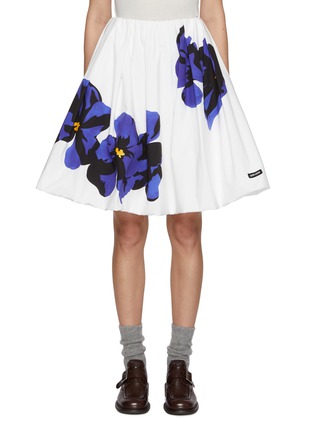 Main View - Click To Enlarge - MIU MIU - Logo Patch Flower Graphic Print Flared Skirt