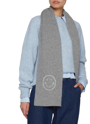 Figure View - Click To Enlarge - JOSHUA’S - Outline Smile Wool Cashmere Scarf