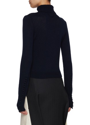 Back View - Click To Enlarge - PRADA - Polo Collar Turtleneck Cashmere Knit Top