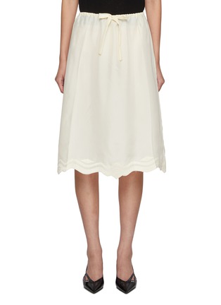 Main View - Click To Enlarge - PRADA - Scalloped Hem Silk Drawstring Skirt