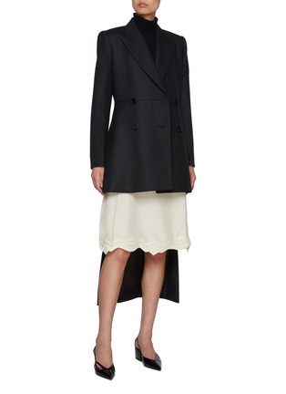 Figure View - Click To Enlarge - PRADA - Scalloped Hem Silk Drawstring Skirt