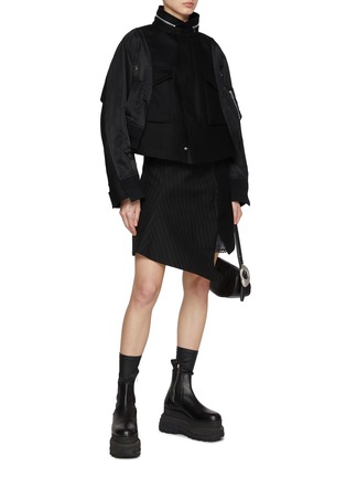 Figure View - Click To Enlarge - SACAI - Two-Toned Wool Nylon Jacket