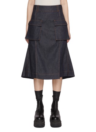 Main View - Click To Enlarge - SACAI - Spliced Cotton Denim Skirt