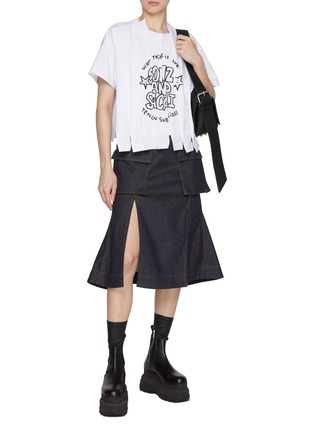 Figure View - Click To Enlarge - SACAI - Spliced Cotton Denim Skirt