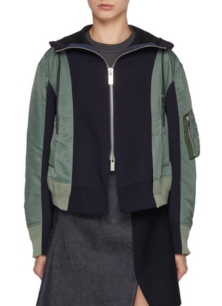 Main View - Click To Enlarge - SACAI - Hybrid Sponge Sweat Hoodie