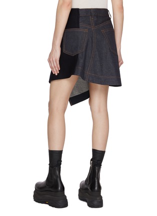 Back View - Click To Enlarge - SACAI - Two-toned Asymmetrical Cotton-Wool Denim Skirt