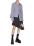 Figure View - Click To Enlarge - SACAI - Two-toned Asymmetrical Cotton-Wool Denim Skirt