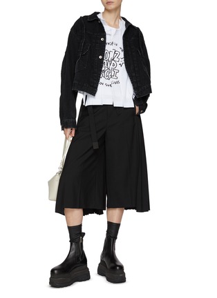 Figure View - Click To Enlarge - SACAI - Spliced Dark Wash Denim Jacket