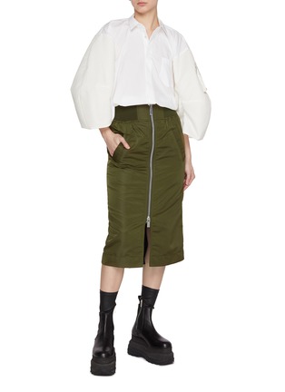 Figure View - Click To Enlarge - SACAI - Zip Front Twill Pencil Skirt