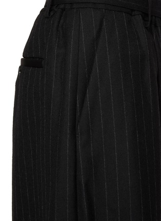  - SACAI - Belted Striped Wool Wide Leg Pants