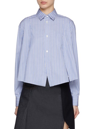 Main View - Click To Enlarge - SACAI - Spliced Striped Cotton Poplin Shirt