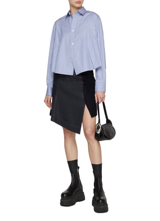 Figure View - Click To Enlarge - SACAI - Spliced Striped Cotton Poplin Shirt