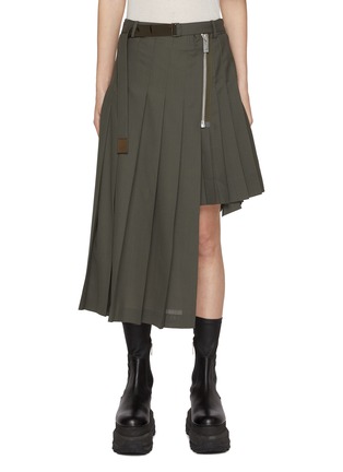 Main View - Click To Enlarge - SACAI - Asymmetrical Hem Pleated Midi Skirt