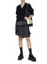 Figure View - Click To Enlarge - SACAI - Puff Sleeve Dark Wash Denim Knit Hybrid Cardigan