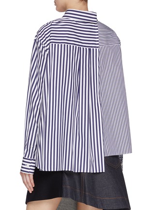 Back View - Click To Enlarge - SACAI - Asymmetrical Stripe Cotton Shirt