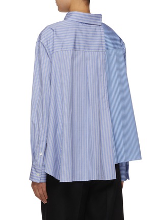 Back View - Click To Enlarge - SACAI - Asymmetrical Striped Button Up Cotton Shirt