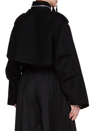 Back View - Click To Enlarge - SACAI - Stand Collar Front Panel Crop Wool Jacket