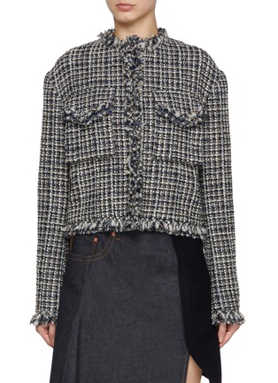 Main View - Click To Enlarge - SACAI - Puffer Back Tweed Jacket