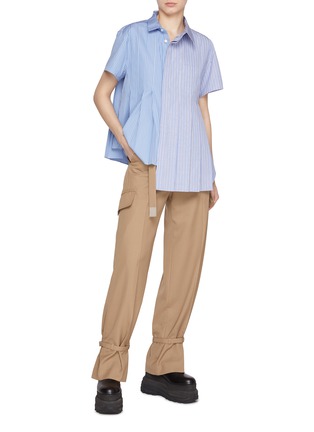 SACAI | Short Sleeve Two-toned Asymmetrical Stripe Shirt