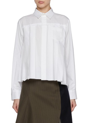 Main View - Click To Enlarge - SACAI - Pleated Cropped Shirt