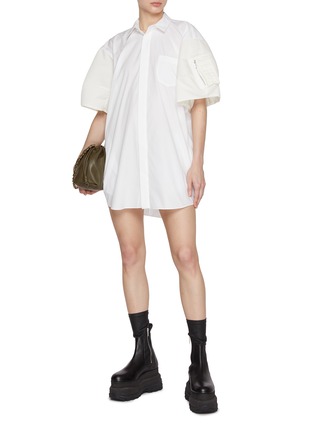 Figure View - Click To Enlarge - SACAI - Puff Sleeve Twill Shirt Dress