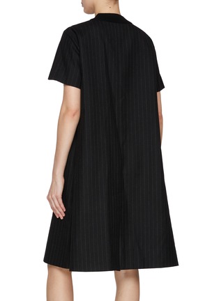 Back View - Click To Enlarge - SACAI - Chalk Striped Knit Hybrid Dress