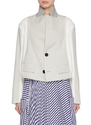 Main View - Click To Enlarge - SACAI - Contrast Stand Collar Blazer