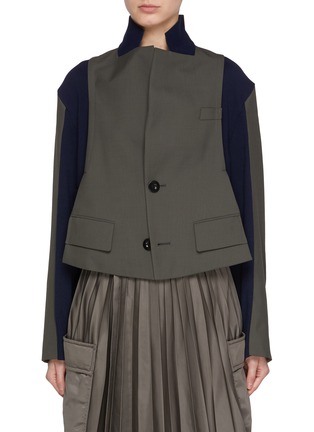 Main View - Click To Enlarge - SACAI - Contrast Stand Collar Blazer