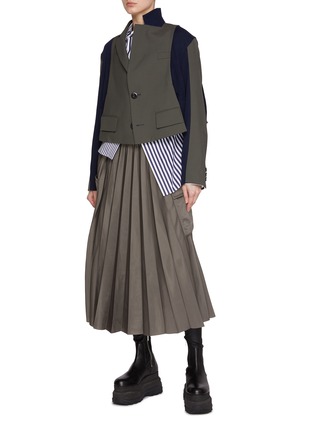 Figure View - Click To Enlarge - SACAI - Contrast Stand Collar Blazer