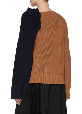 Back View - Click To Enlarge - SACAI - Two-toned Asymmetrical Ribbed Sweater