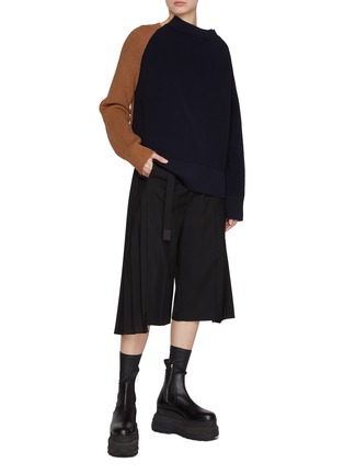 Figure View - Click To Enlarge - SACAI - Two-toned Asymmetrical Ribbed Sweater